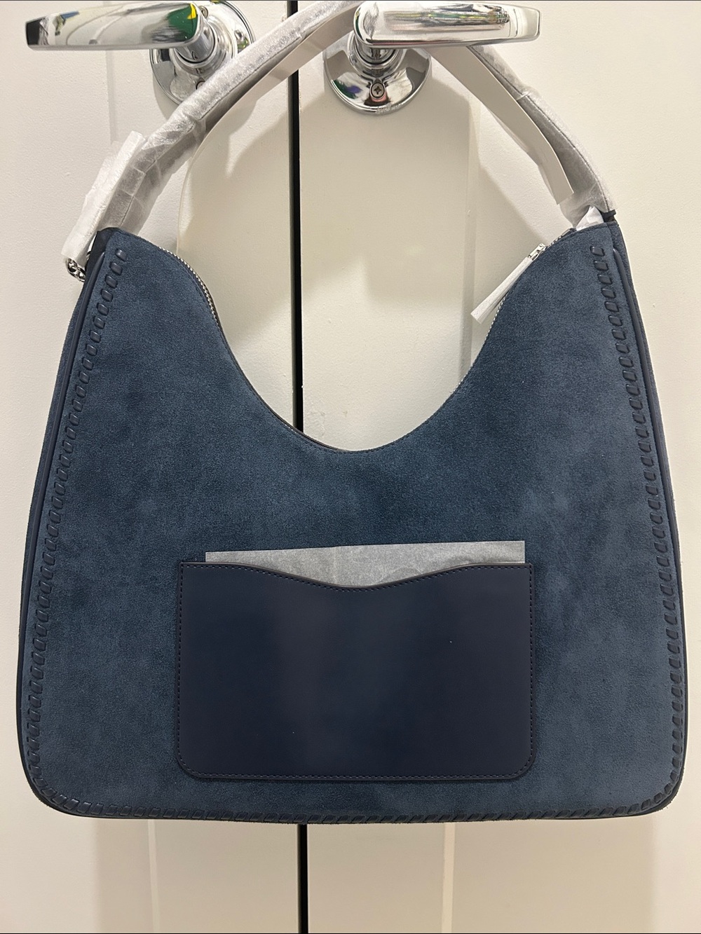 Michael Kors (NWT) Nayla Medium Navy Suede Hobo Shoulder Bag - Picture 6 of 14